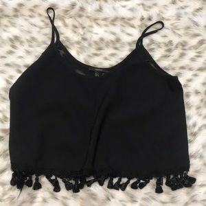 Black tassel top